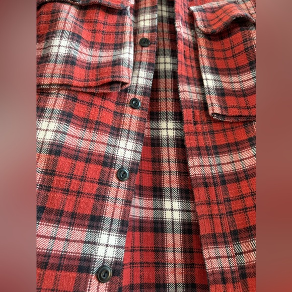 R13 JAPANESE FLANNEL DROP SHOULDER SHORT SLEEVE PLAID SHIRT TOP FLANNEL UNISEX - Picture 7 of 12